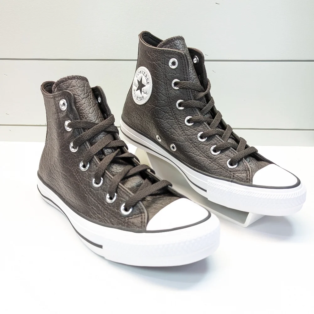 Converse Chuck Taylor All Star Tumbled Hi Velvet Brown Leather Sneakers Men's 6